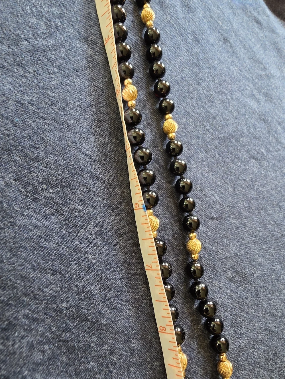 14k Gold and Black Onyx Beaded Necklace - Elegant Women's Jewelry